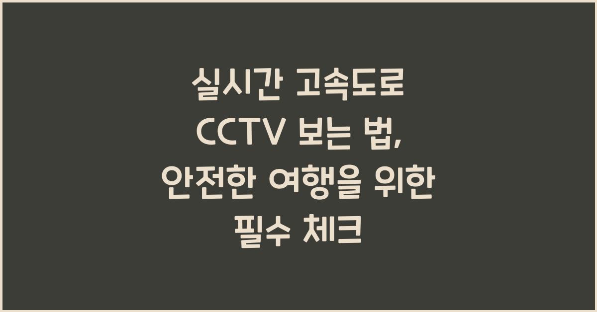 실시간 고속도로 cctv 보는 법