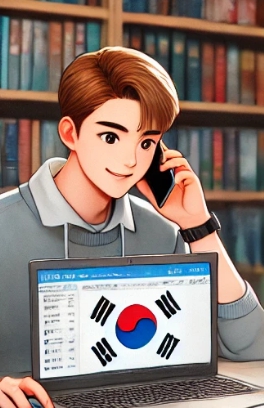 국가장학금 신청 화면을 보여주는 대학생의 노트북