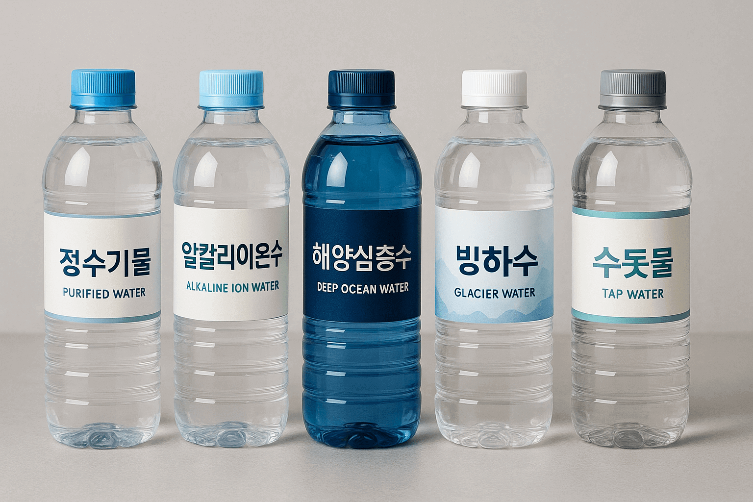 정수기물,알칼리이온수,해양심층수,빙하수,수돗물 이미지