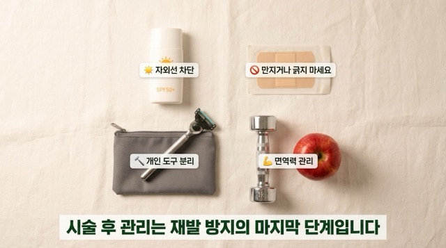 사마귀 치료 후 관리 자외선차단 딱지 유지 면역력 관리 재발 예방