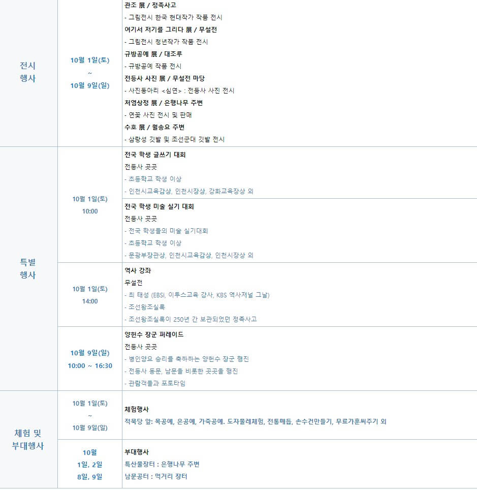 삼랑성역사문화축제, 인천광역시 10월 축제