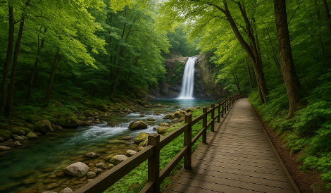 홍천 폭포가 보이는 풍경 사진