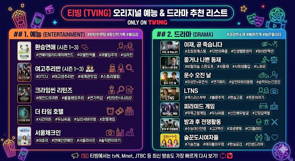 놓치면 후회할 티빙 오리지널 추천 리스트