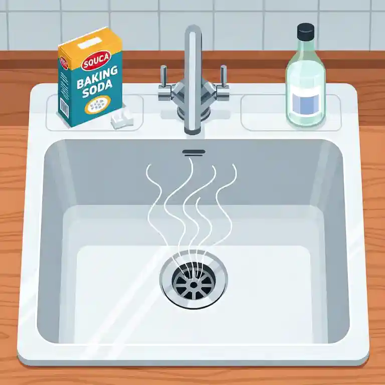 싱크대 배수구 청소 장면