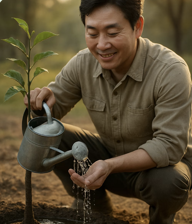 생명의 첫 숨, 물집 지어 물주기