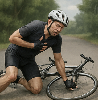 자전거 타기 중 심장마비 온 사진