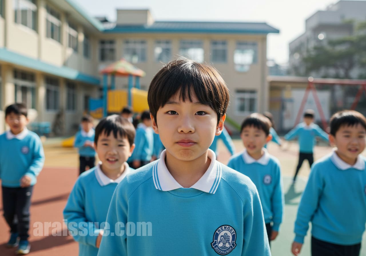 친구들과 어울리지 못해 혼란스러워하는 초등학생