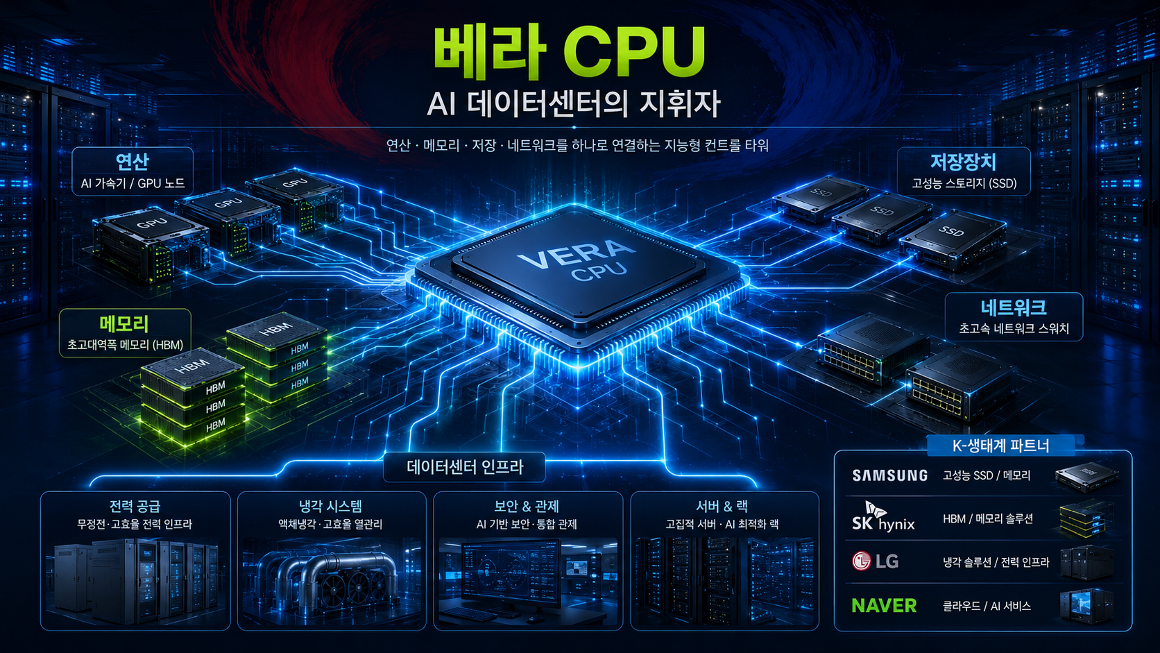 베라 CPU를 중심으로 메모리 및 네트워크가 연결된 그림