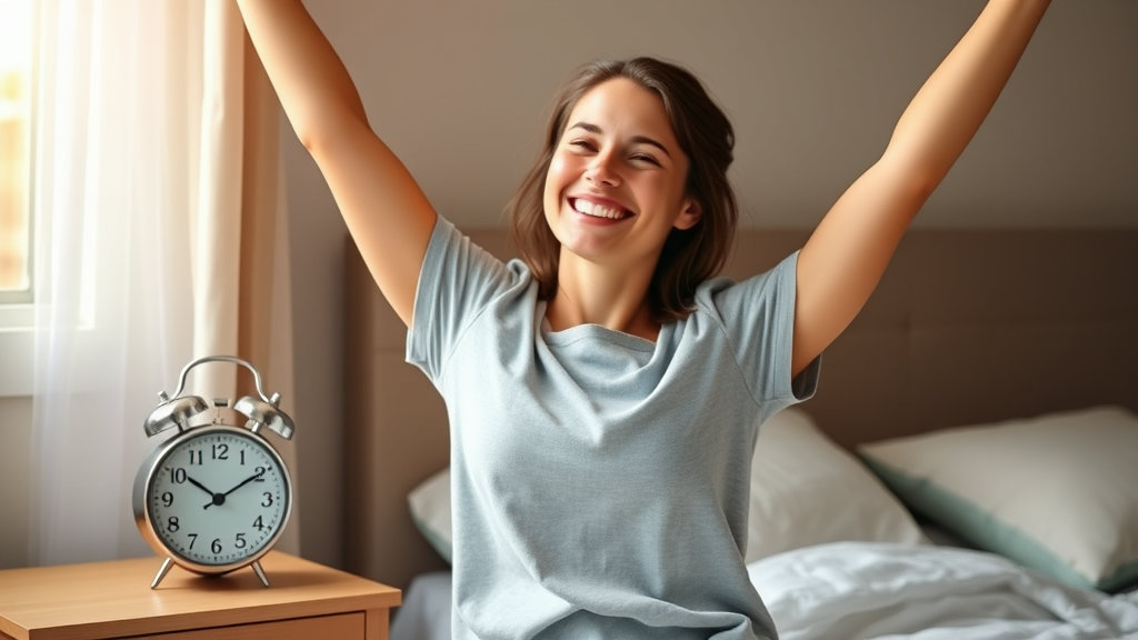 기지개를 힘차게 일으키는 젊은 여성