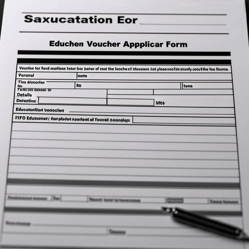 교육급여 바우처 신청서의 샘플 이미지. 각 항목이 잘 보이도록 확대하여 촬영.