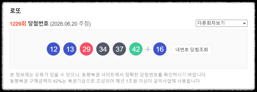 1229회 로또 당첨 번호