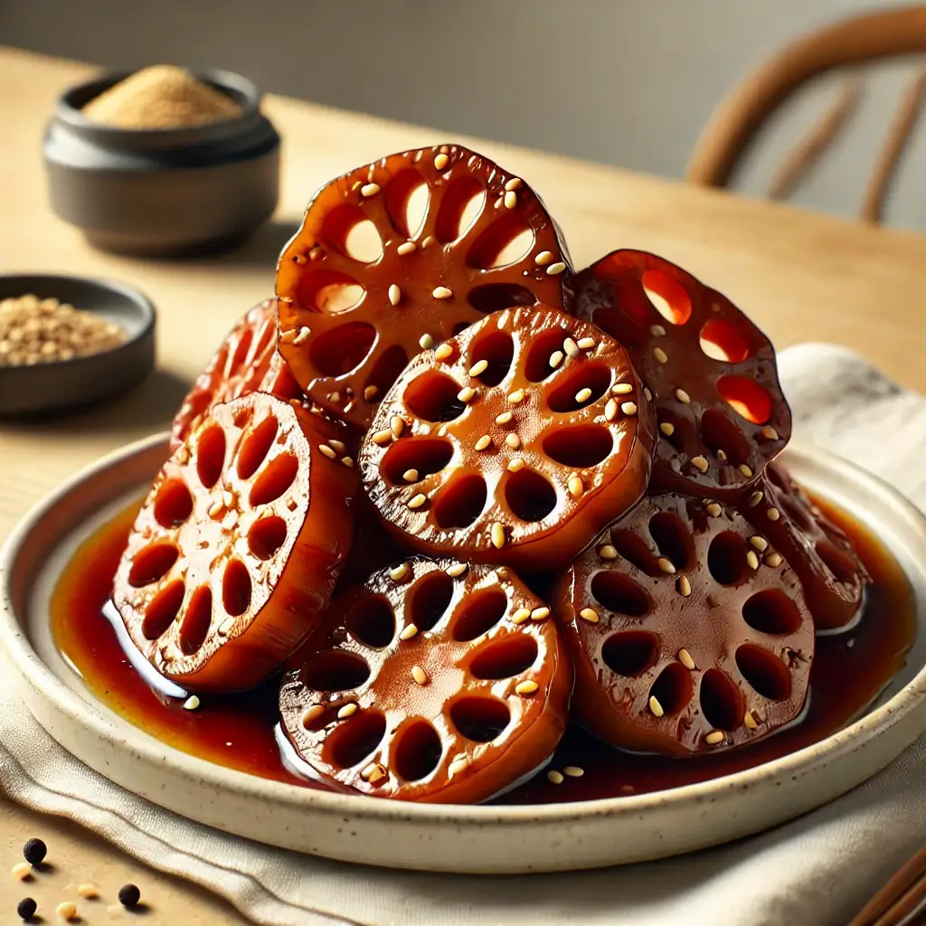 아삭한 연근 조림 건강 반찬 관련 사진