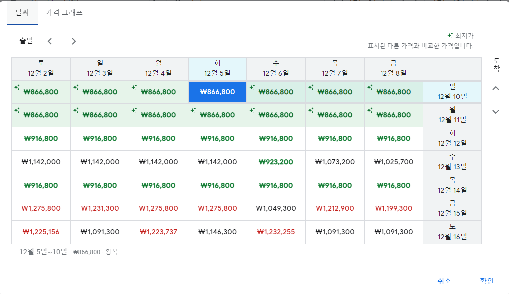 구글 항공권 비교 검색