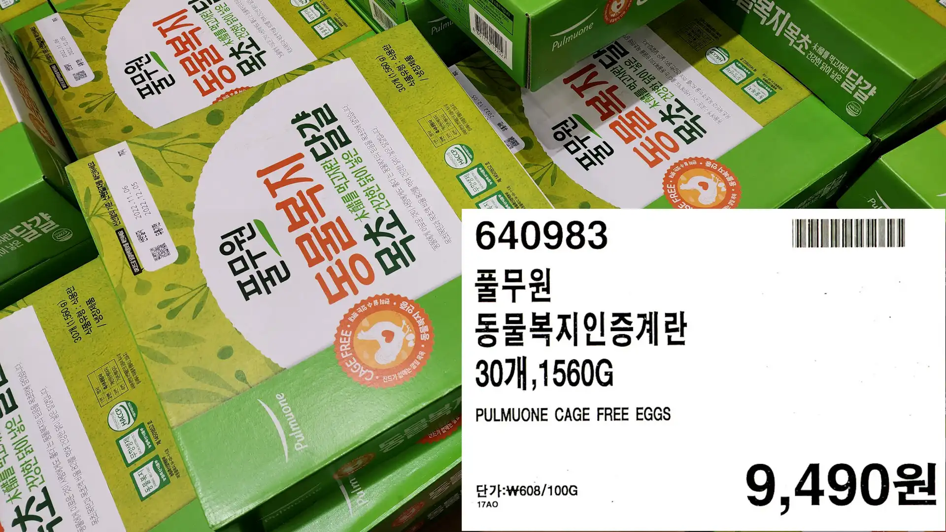 풀무원
동물복지인증계란
30개,1560G
PULMUONE CAGE FREE EGGS
단가:₩608/100G
9,490원
