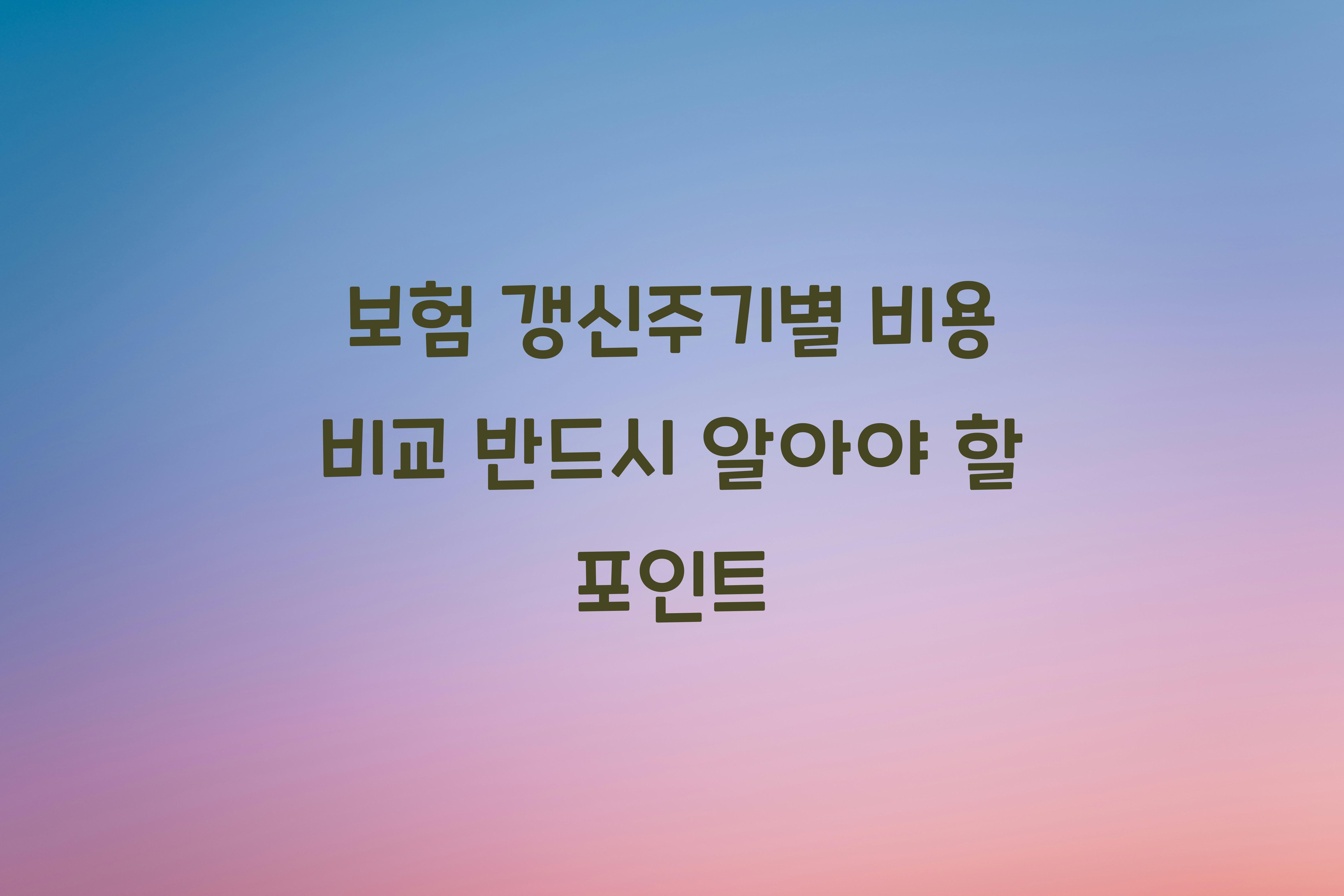 보험 갱신주기별 비용 비교