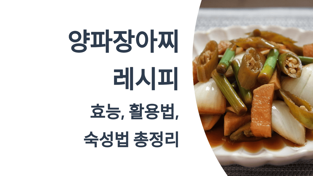 양파장아찌 레시피: 효능, 활용법, 숙성법 총정리