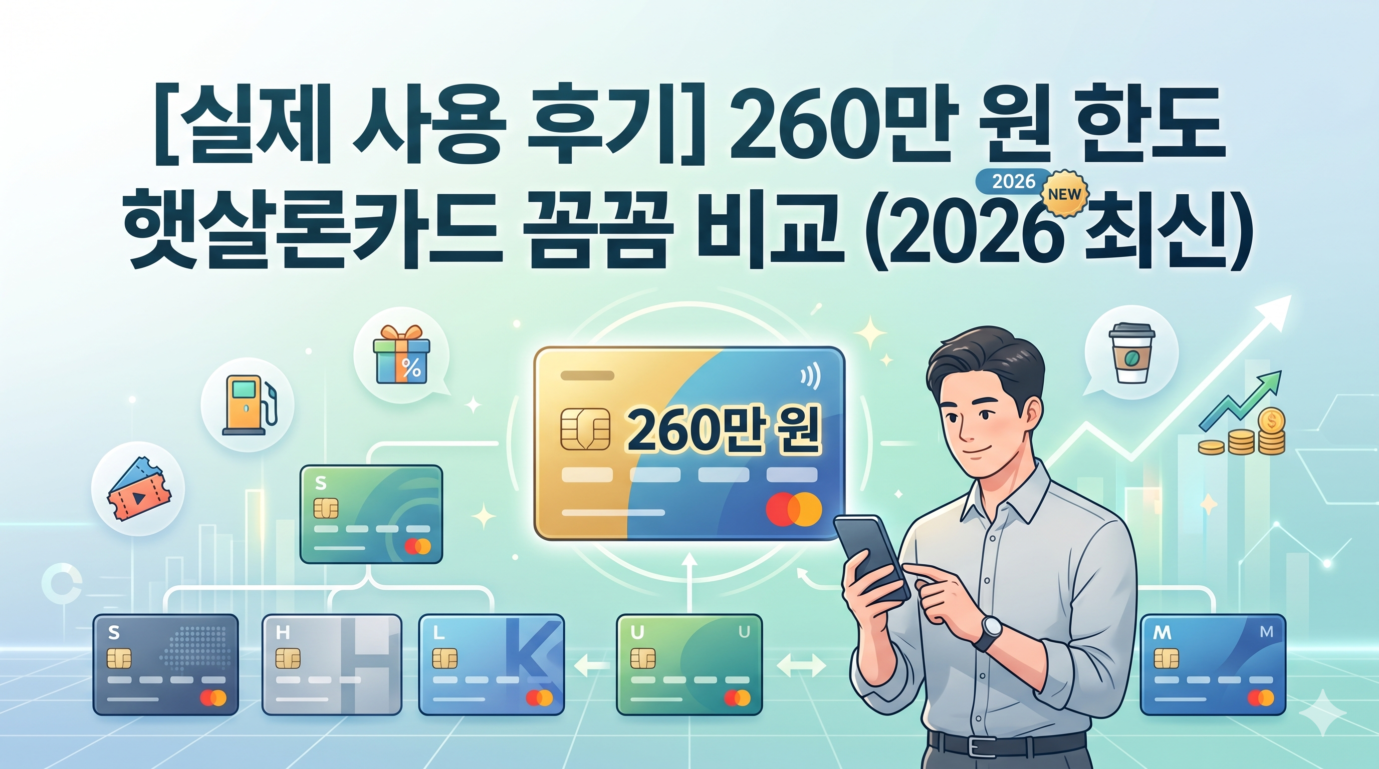 260만 원 한도를 받은 직장인의 2026년 최신 햇살론카드 7개사 혜택 꼼꼼 비교 실제 사용 후기 썸네일