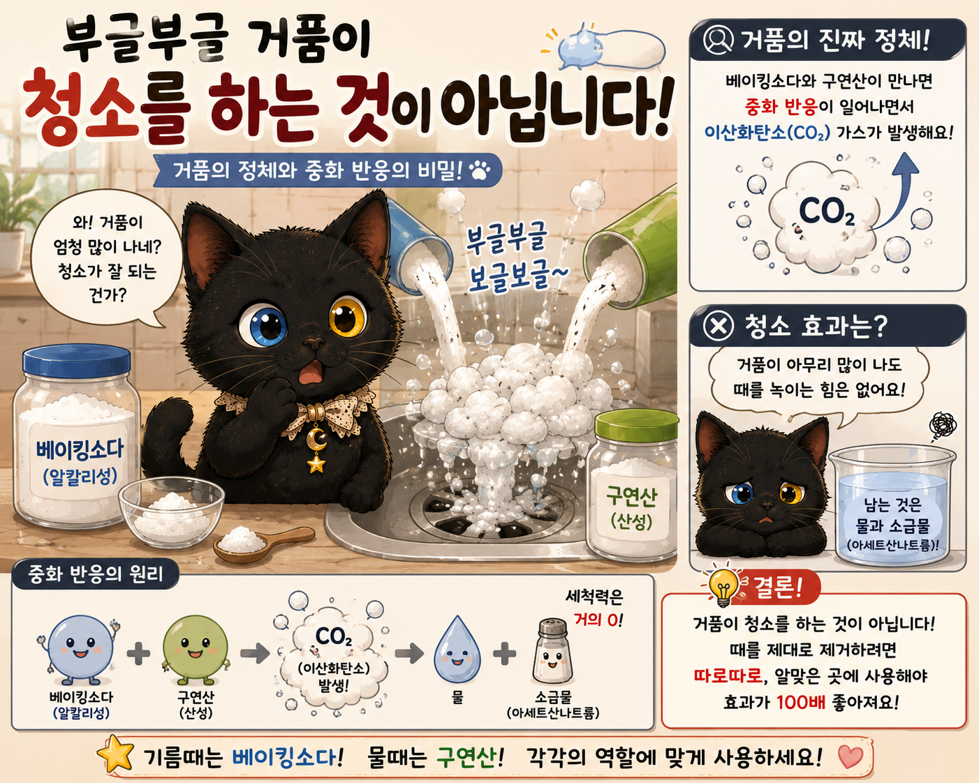 부글부글 거품이 청소를 하는 것이 아닙니다