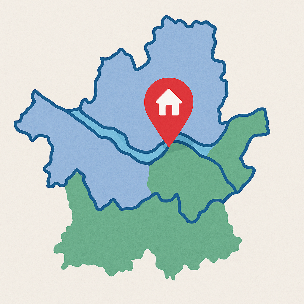 서울 경기도 지도 위에 집표시