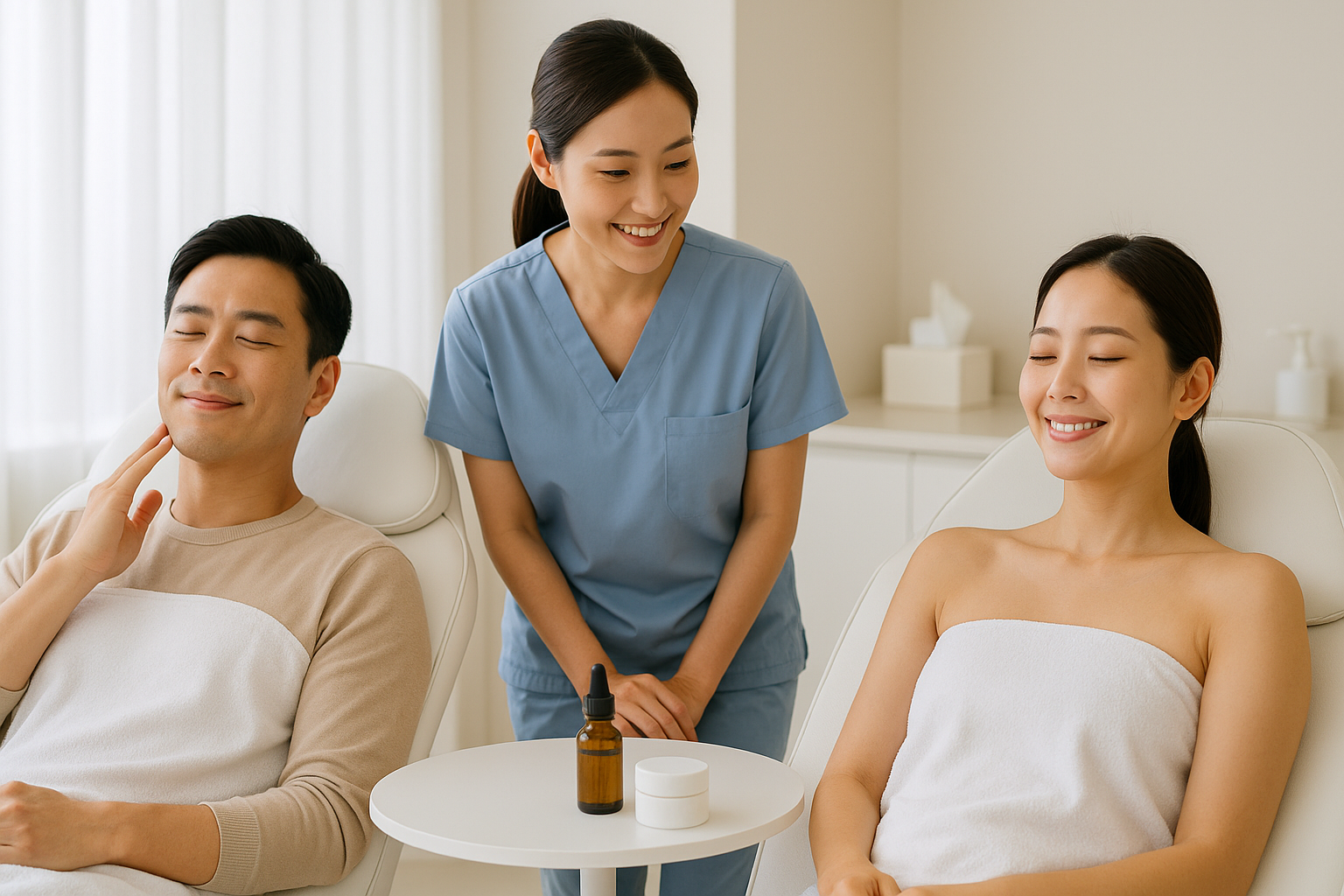 콜라겐 부스터 시술 직후의 부부