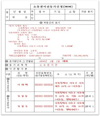 소유권 이전등기 공동명의 셀프등기 신청서 작성법 안내_3