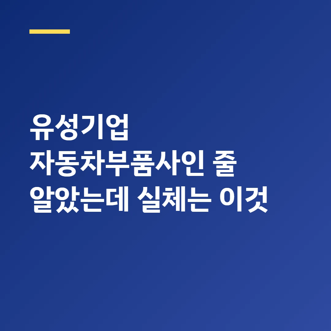 유성기업 자동차부품사인 줄 알았는데 실체는 이것
