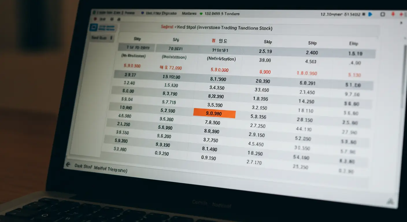 HTS 화면에 특정 종목의 기관 및 외국인 누적 순매수 데이터가 표시된 모습