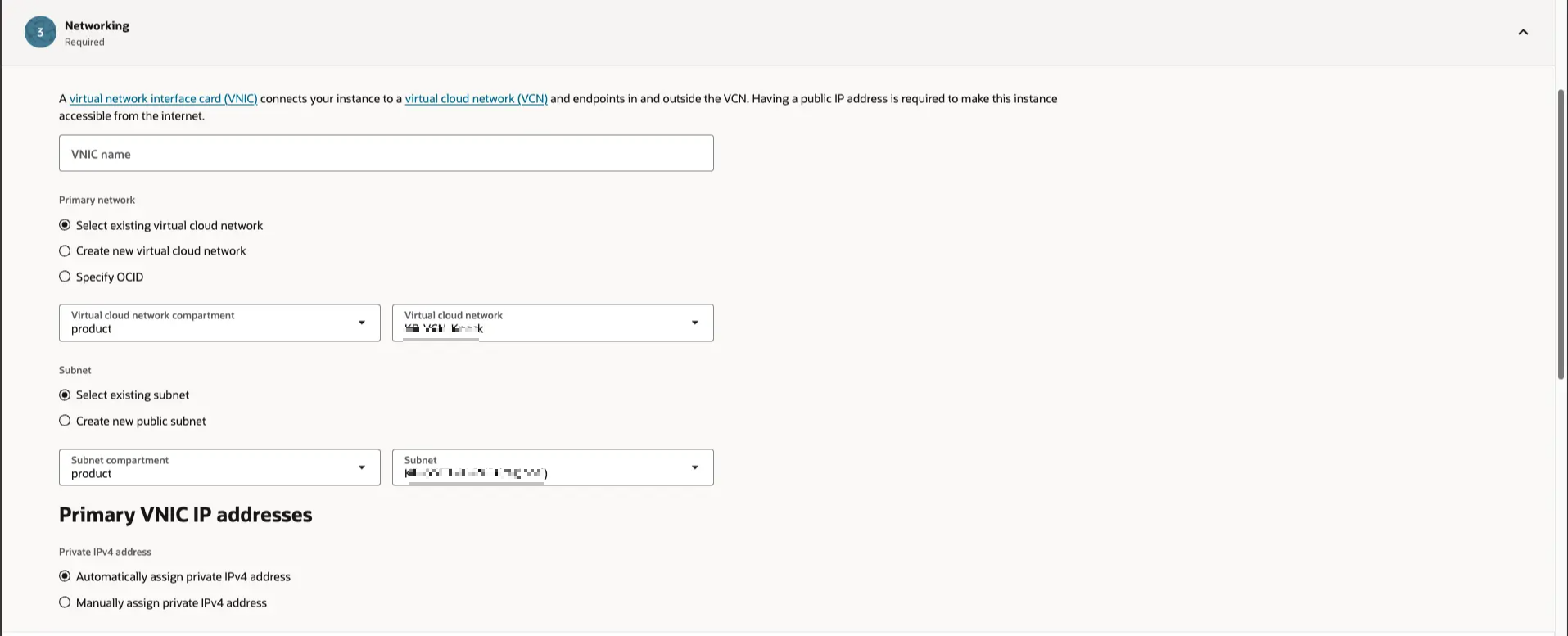 오라클 클라우드 - Compute - Create Instances - Networking 1