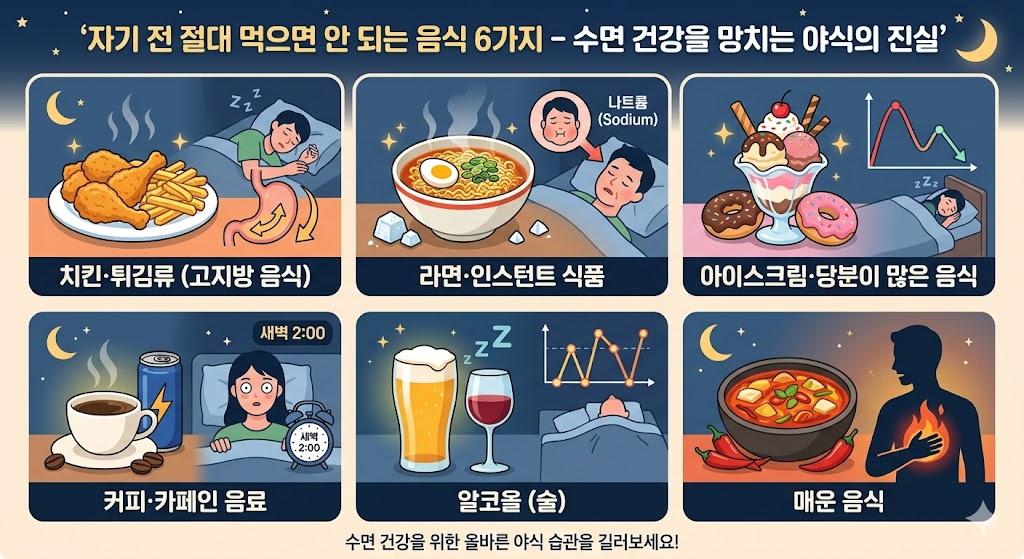 자기 전 절대 먹으면 안 되는 음식 6가지 &ndash; 수면 건강을 망치는 야식의 진실