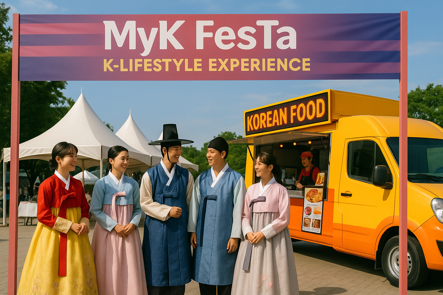 마이케이 페스타 K-라이프스타일 체험존 한복과 푸드트럭 모습