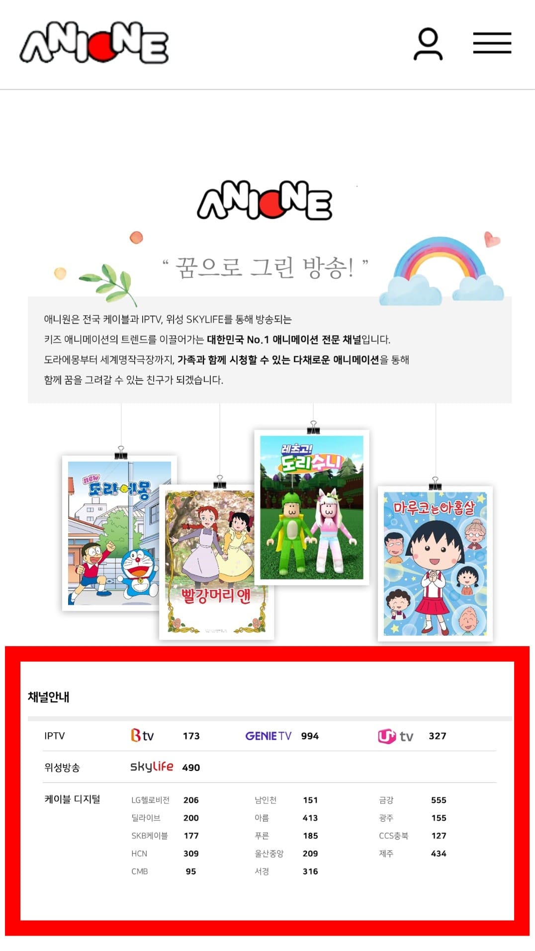 애니원-채널번호-확인하는-방법-안내-지역과-방송사에-따라-채널번호가-다를-수-있는데요.-주요-방송사의-애니원-채널번호는-IPTV의-경우-SK-Btv는-채널-173번,-KT-GENIE-TV(olleh)는-채널-994번,-LG-U+-tv는-채널-325번에서-확인할-수-있습니다.-위성방송의-Skylife는-채널-497번입니다.