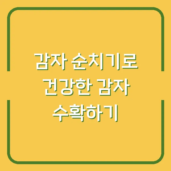 감자 순치기로 건강한 감자 수확하기