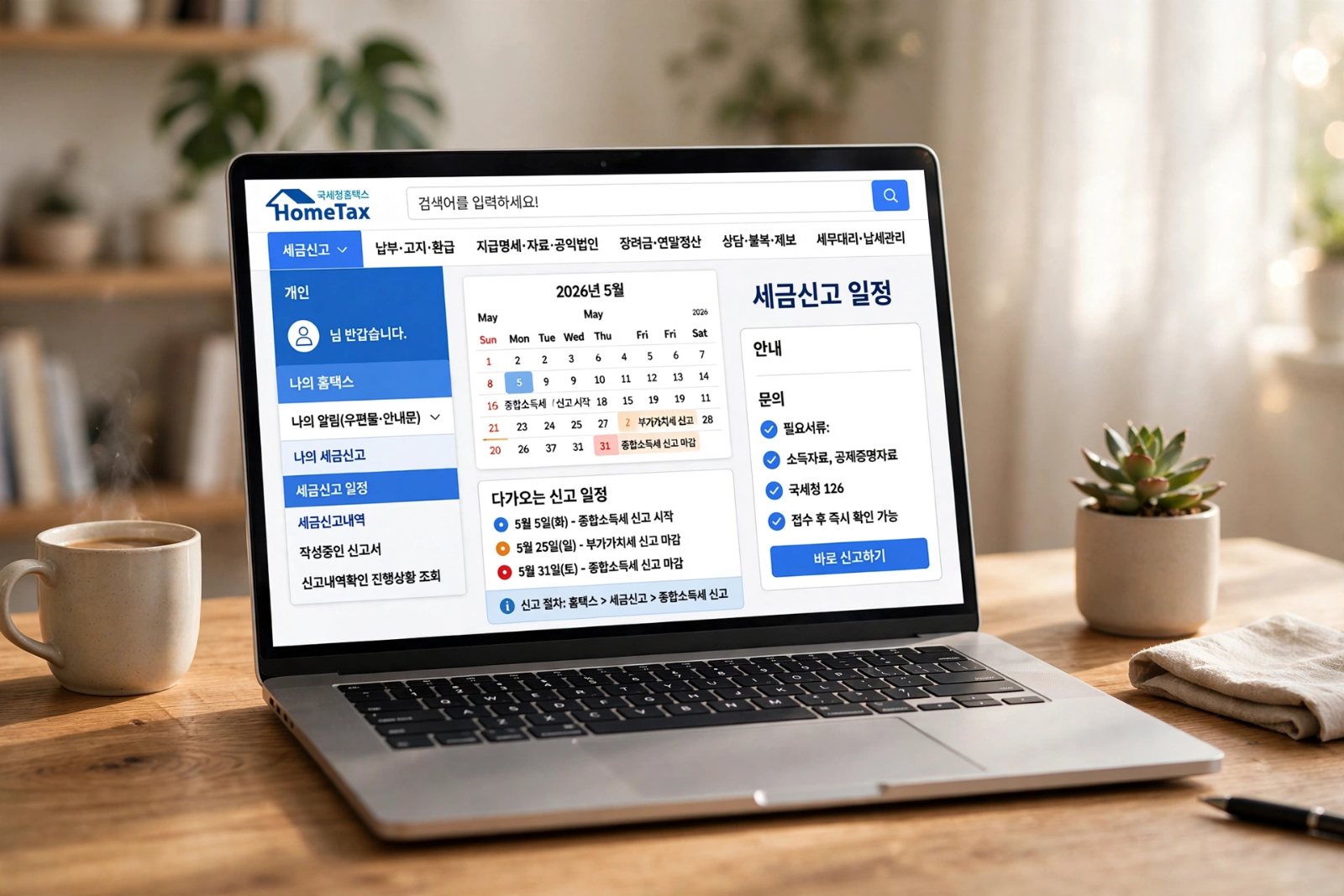 홈택스 부가세 신고 조회 이미지