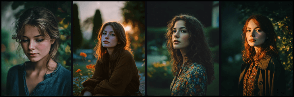 감성 변화 실험, melancholic 감정 표현의 여성 인물 이미지_Midjourney