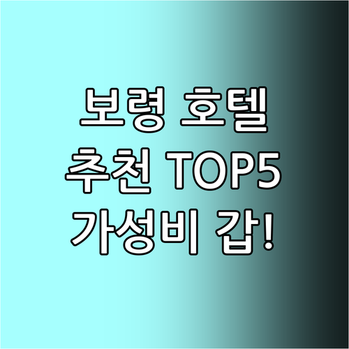 가성비 갑! 보령 추천 호텔 TOP ..