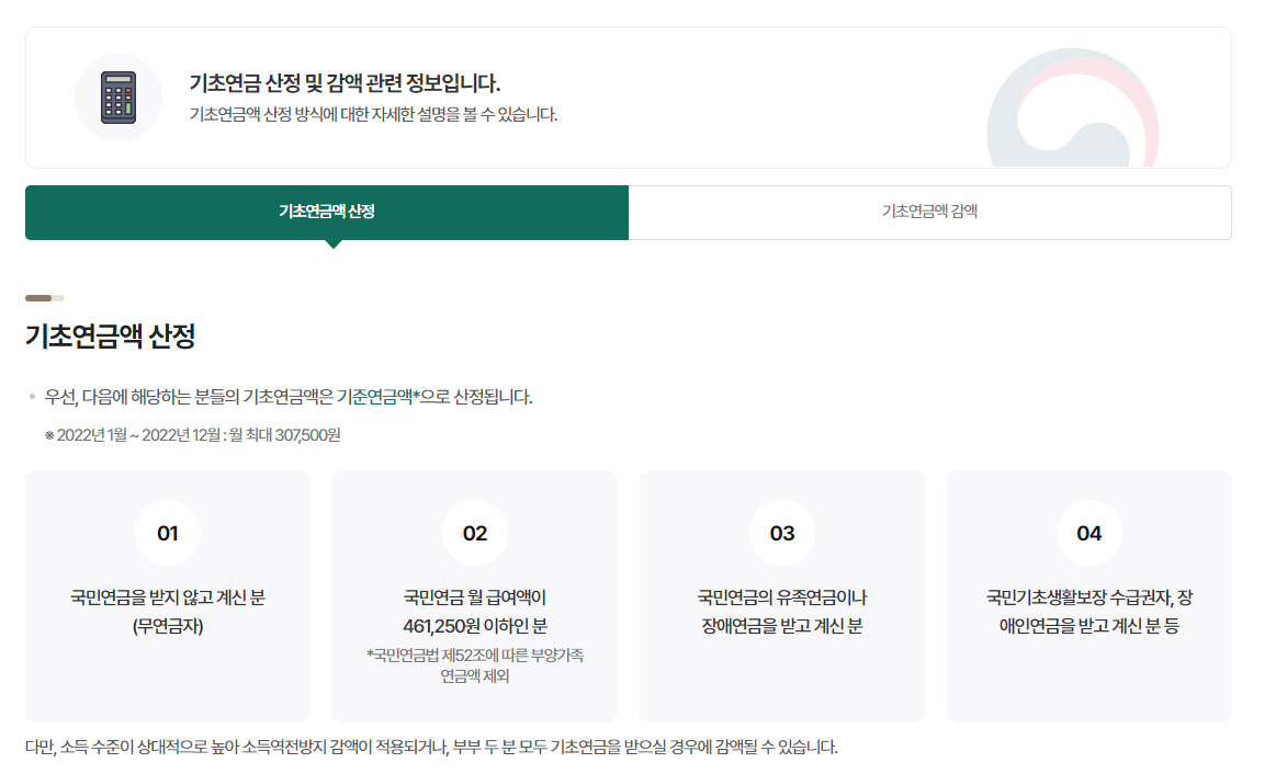 기초연금 감액 규칙 다이어그램