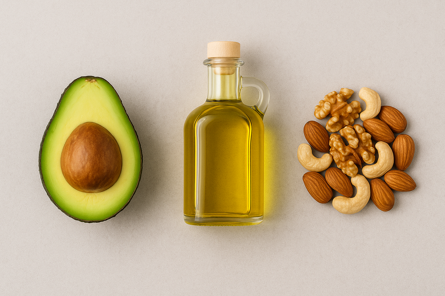 아보카도, 올리브 오일, 견과류