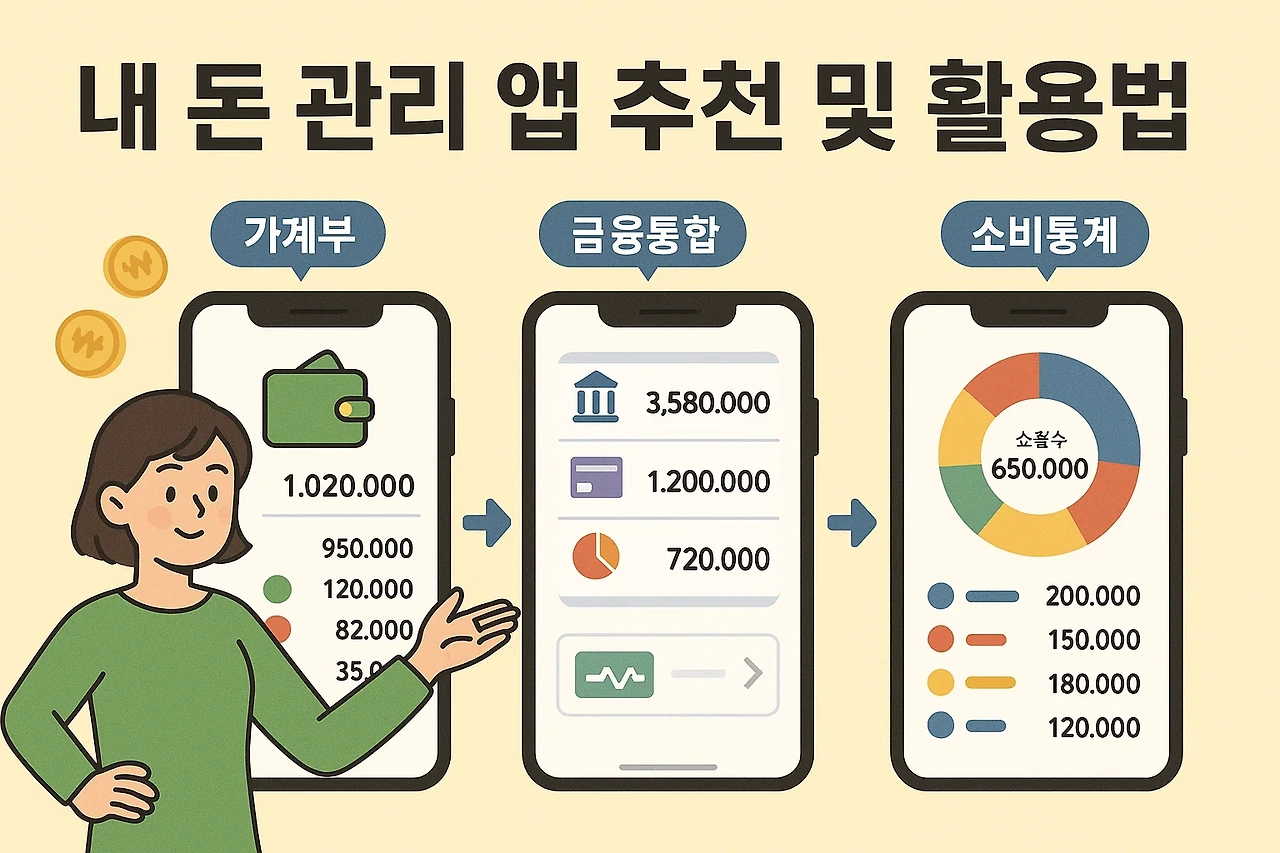 내 돈 관리 앱 추천 및 활용법 (가계부, 금융통합, 소비통계)
