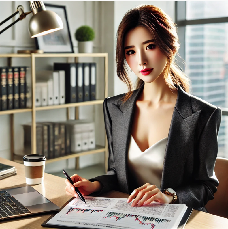 예금 관리하는 30대 미혼 여성 이미지