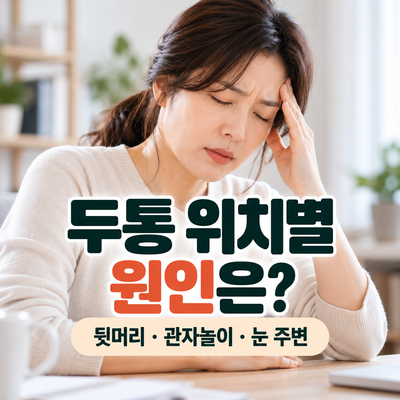 관자놀이를 짚고 두통을 느끼는 여성과 두통