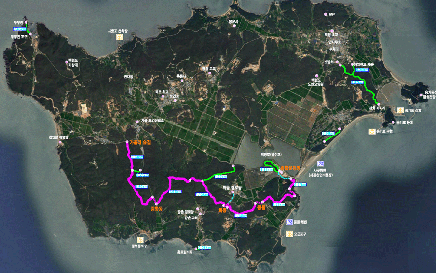 백령도 달맞이 숲길 지도