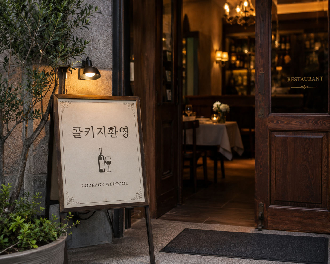 콜키지를 환영하는 팻말 이미지