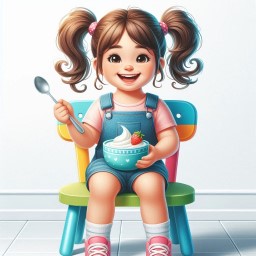 A cute girl enjoying yogurt