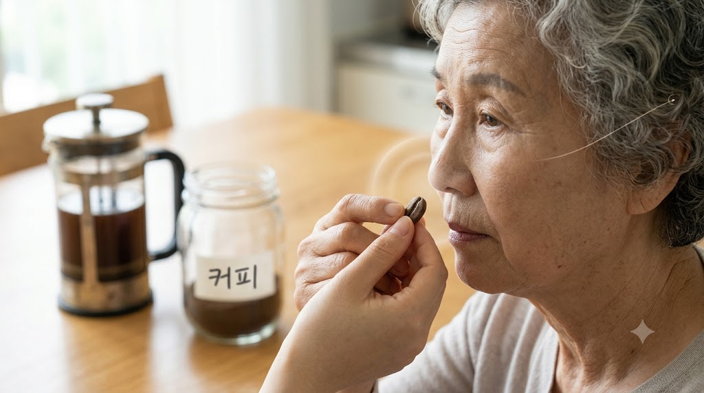 냄새 맡은 어르신 이미지