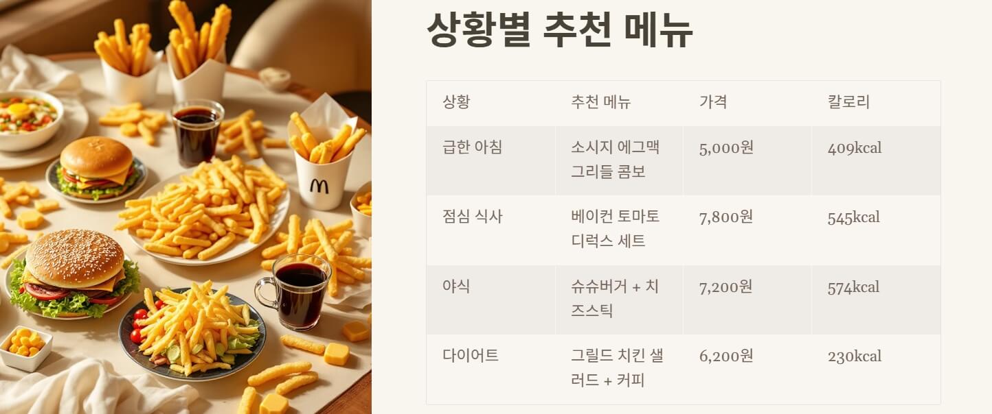 맥도날드 메뉴 추천 칼로리 가격