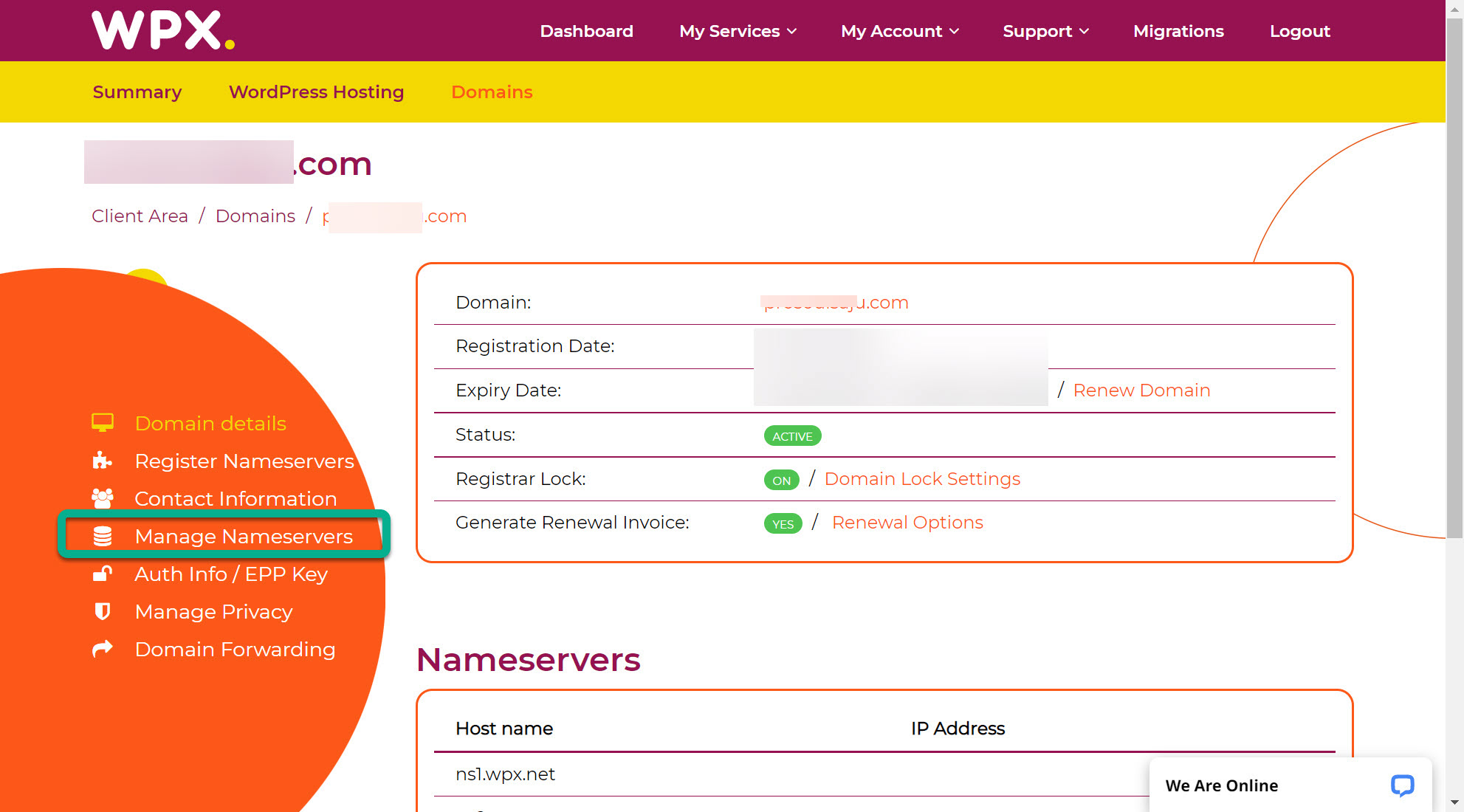 해외호스팅 WPX 도메인 네임서버 변경하기