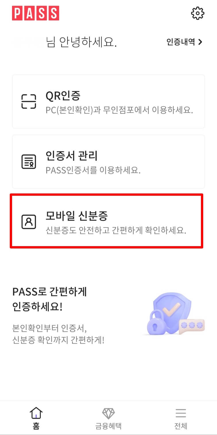 PASS 앱 화면