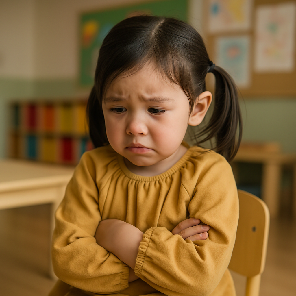 유치원에서 속상한 아이의 모습