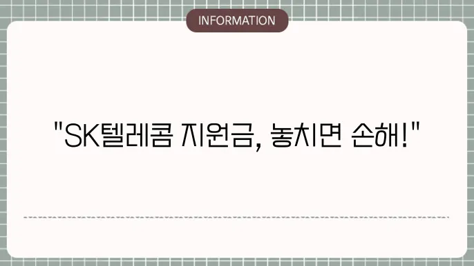 SK 텔레콤 핸드폰 지원금 공시