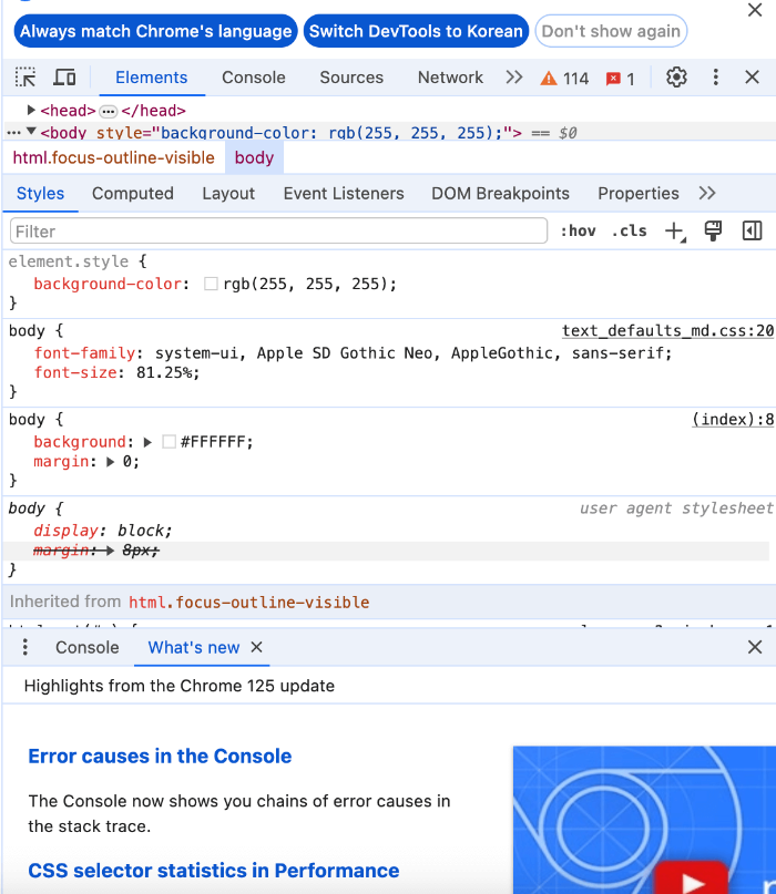 브라우저 개발자 도구